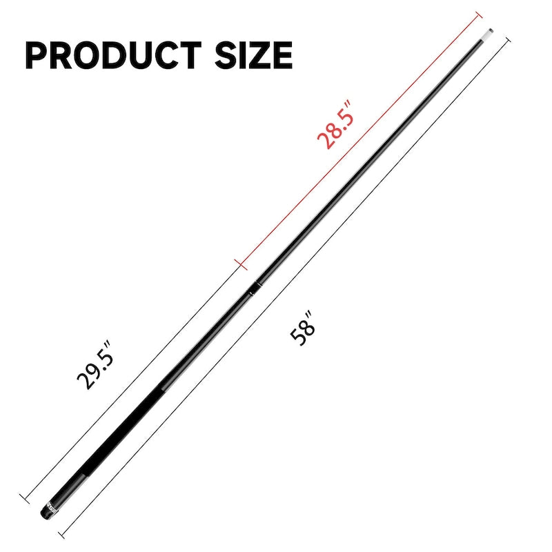 Jeu de 4 queues de billard GSE en fibre de verre composite graphite mat. Kit de 4 queues de billard de 58 po en 2 pièces pour usage domestique ou commercial.