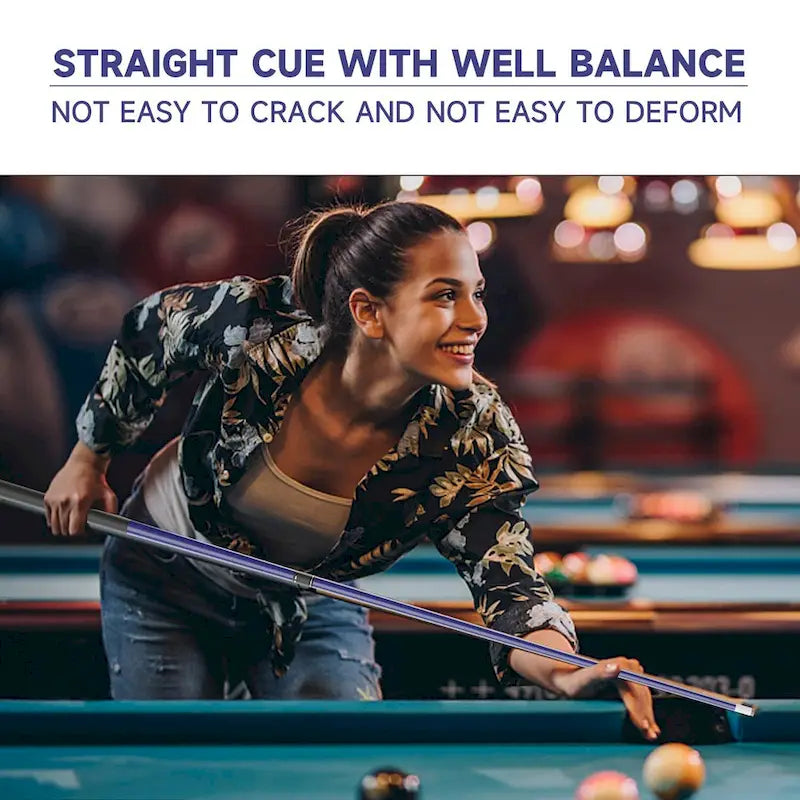 Jeu de 4 queues de billard GSE en fibre de verre composite graphite mat. Kit de 4 queues de billard de 58 po en 2 pièces pour usage domestique ou commercial.