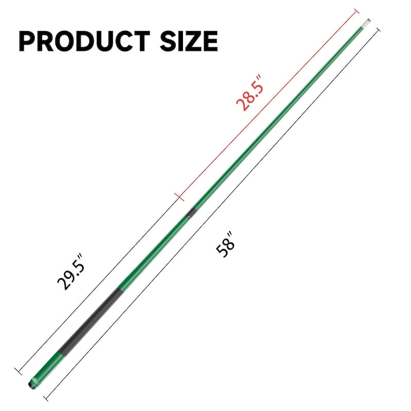 Jeu de 4 queues de billard GSE en fibre de verre composite graphite mat. Kit de 4 queues de billard de 58 po en 2 pièces pour usage domestique ou commercial.