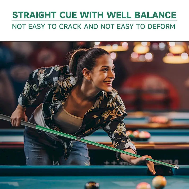 Jeu de 4 queues de billard GSE en fibre de verre composite graphite mat. Kit de 4 queues de billard de 58 po en 2 pièces pour usage domestique ou commercial.