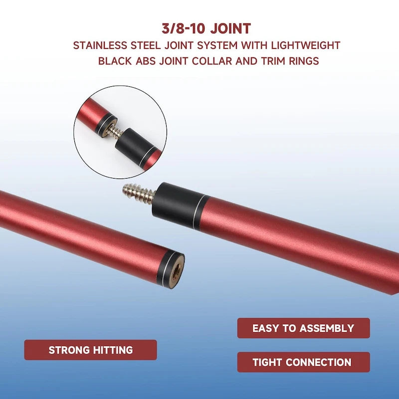 Jeu de 4 queues de billard GSE en fibre de verre composite graphite mat. Kit de 4 queues de billard de 58 po en 2 pièces pour usage domestique ou commercial.