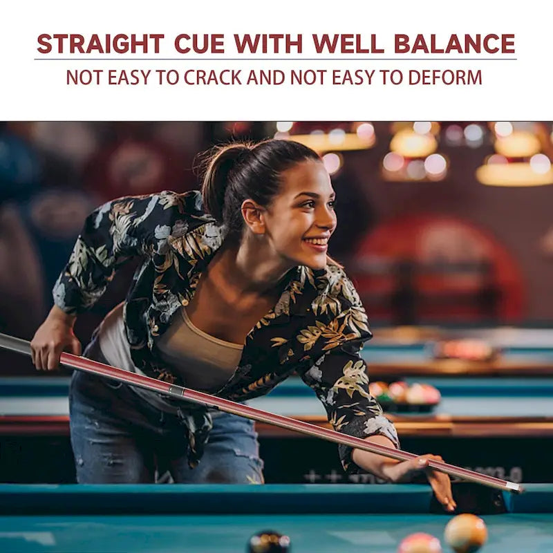 Jeu de 4 queues de billard GSE en fibre de verre composite graphite mat. Kit de 4 queues de billard de 58 po en 2 pièces pour usage domestique ou commercial.