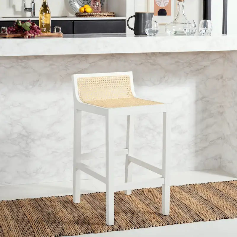 Tabouret de comptoir en canne à dossier bas SAFAVIEH Carry - 16 L x 19 P x 31 H - 16Lx19Px31H