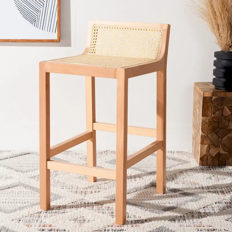Tabouret de comptoir en canne à dossier bas SAFAVIEH Carry - 16 L x 19 P x 31 H - 16Lx19Px31H