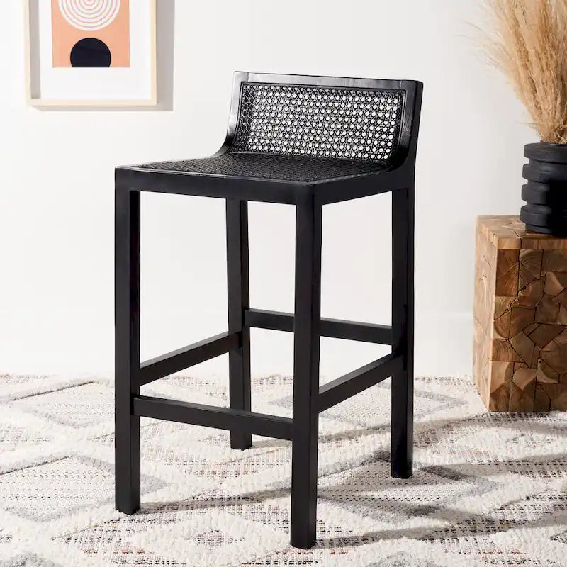 Tabouret de comptoir en canne à dossier bas SAFAVIEH Carry - 16 L x 19 P x 31 H - 16Lx19Px31H