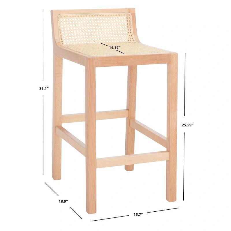 Tabouret de comptoir en canne à dossier bas SAFAVIEH Carry - 16 L x 19 P x 31 H - 16Lx19Px31H