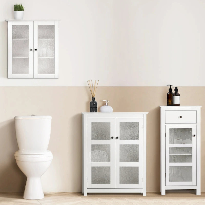 Meuble d'appoint bas Connor Teamson Home avec verre texturé effet eau