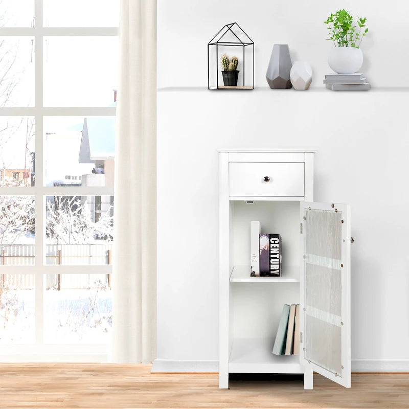 Meuble d'appoint bas Connor Teamson Home avec verre texturé effet eau