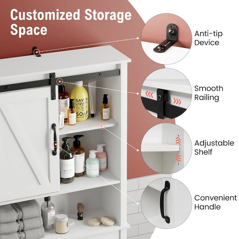 Armoire de rangement Pellebant au-dessus des toilettes, gain de place pour salle de bain - 169 cm H x 69 cm L x 23 cm P