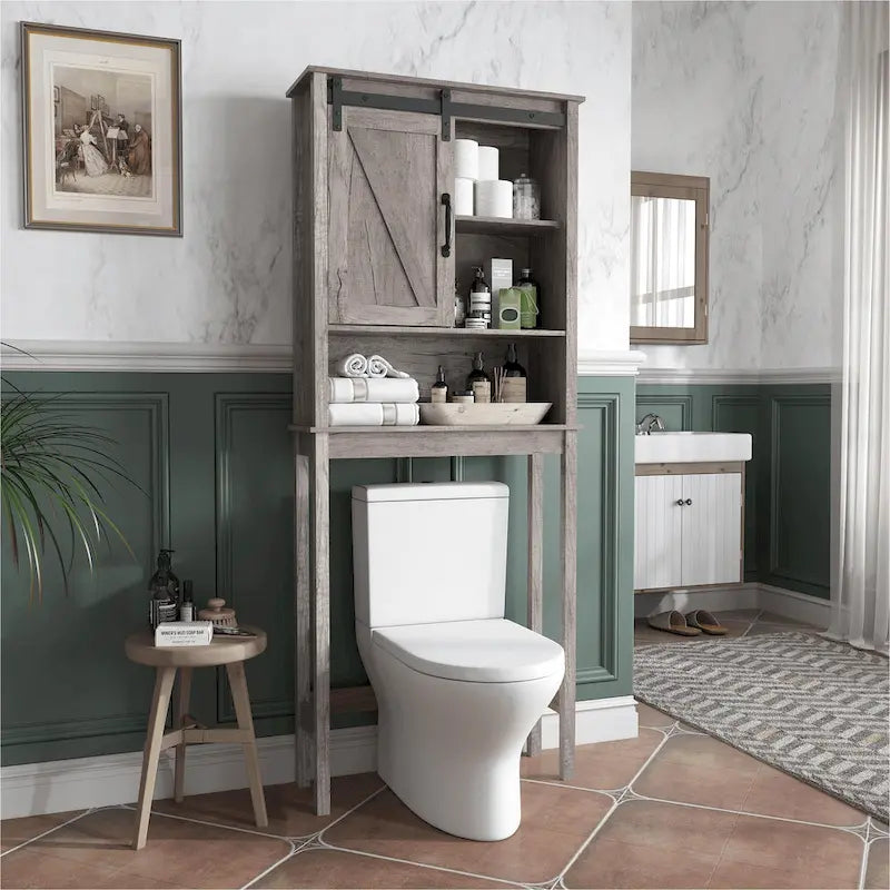Armoire de rangement Pellebant au-dessus des toilettes, gain de place pour salle de bain - 169 cm H x 69 cm L x 23 cm P