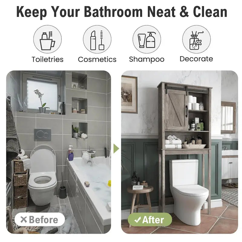 Armoire de rangement Pellebant au-dessus des toilettes, gain de place pour salle de bain - 169 cm H x 69 cm L x 23 cm P