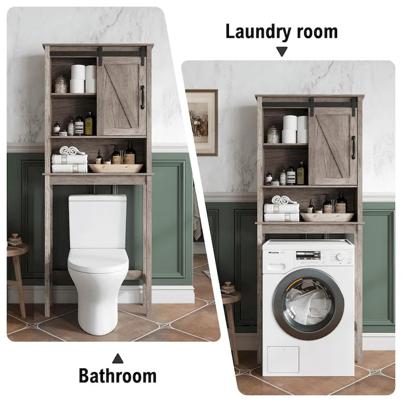 Armoire de rangement Pellebant au-dessus des toilettes, gain de place pour salle de bain - 169 cm H x 69 cm L x 23 cm P
