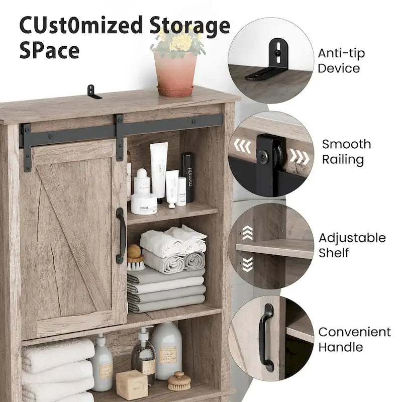 Armoire de rangement Pellebant au-dessus des toilettes, gain de place pour salle de bain - 169 cm H x 69 cm L x 23 cm P