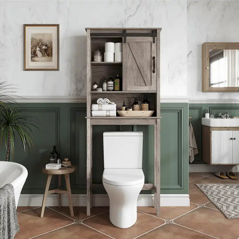 Armoire de rangement Pellebant au-dessus des toilettes, gain de place pour salle de bain - 169 cm H x 69 cm L x 23 cm P
