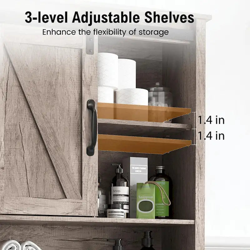 Armoire de rangement Pellebant au-dessus des toilettes, gain de place pour salle de bain - 169 cm H x 69 cm L x 23 cm P