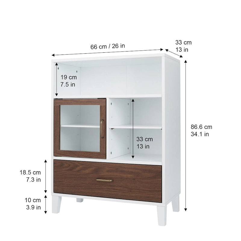 Meuble de rangement au sol en bois moderne Teamson Home Tyler, Noyer et blanc