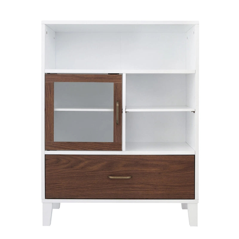 Meuble de rangement au sol en bois moderne Teamson Home Tyler, Noyer et blanc