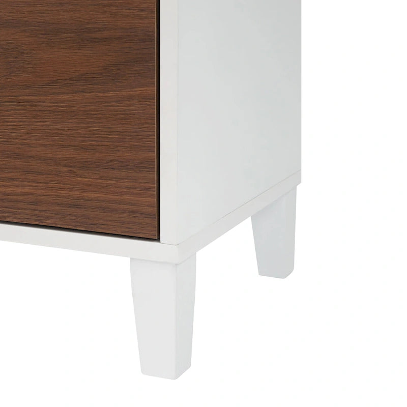 Meuble de rangement au sol en bois moderne Teamson Home Tyler, Noyer et blanc
