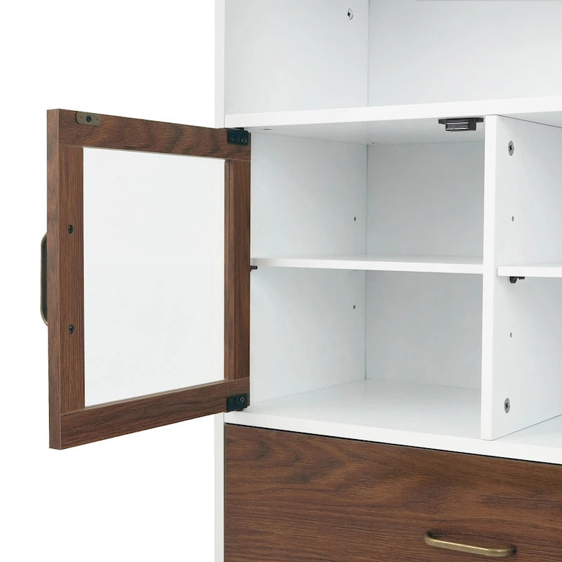 Meuble de rangement au sol en bois moderne Teamson Home Tyler, Noyer et blanc