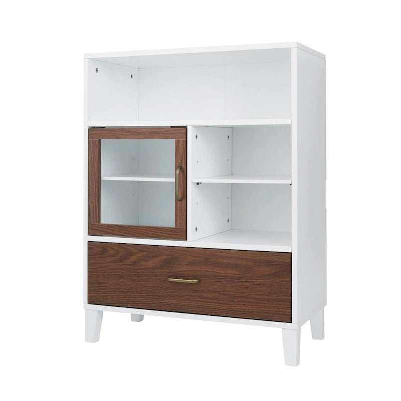 Meuble de rangement au sol en bois moderne Teamson Home Tyler, Noyer et blanc
