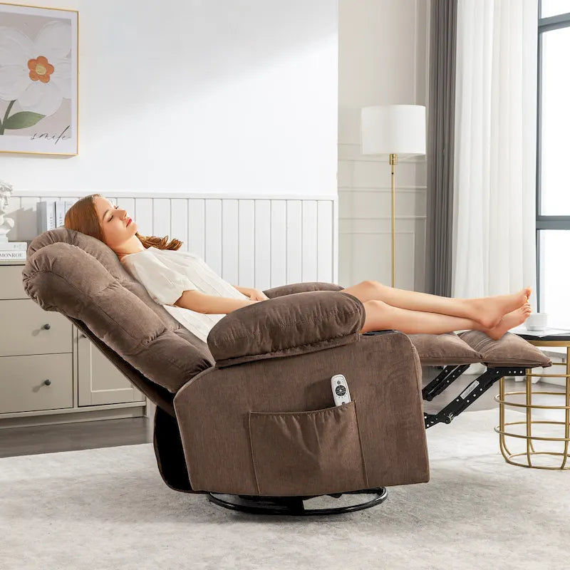 Fauteuil inclinable à bascule de massage Chaises à bascule surdimensionnées pour adultes avec 2 porte-gobelets, port de chargement USB Fonctions douces un massage manuel