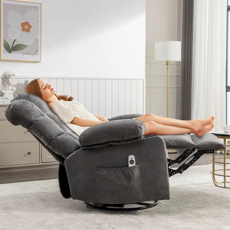 Fauteuil inclinable à bascule de massage Chaises à bascule surdimensionnées pour adultes avec 2 porte-gobelets, port de chargement USB Fonctions douces un massage manuel