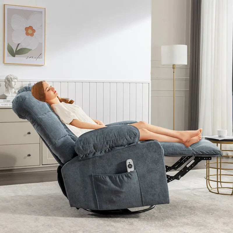 Fauteuil inclinable à bascule de massage Chaises à bascule surdimensionnées pour adultes avec 2 porte-gobelets, port de chargement USB Fonctions douces un massage manuel
