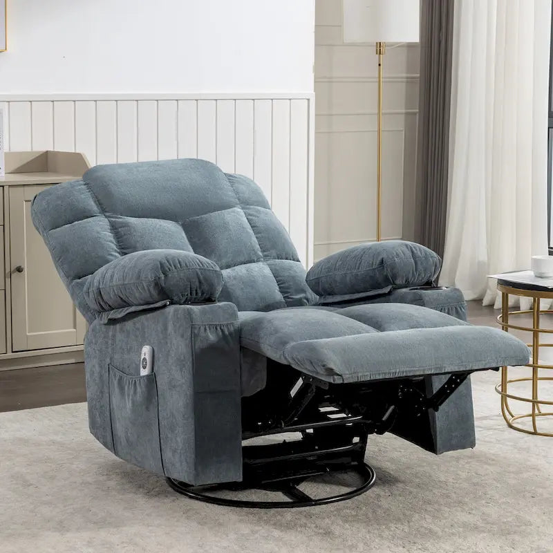 Fauteuil inclinable à bascule de massage Chaises à bascule surdimensionnées pour adultes avec 2 porte-gobelets, port de chargement USB Fonctions douces un massage manuel