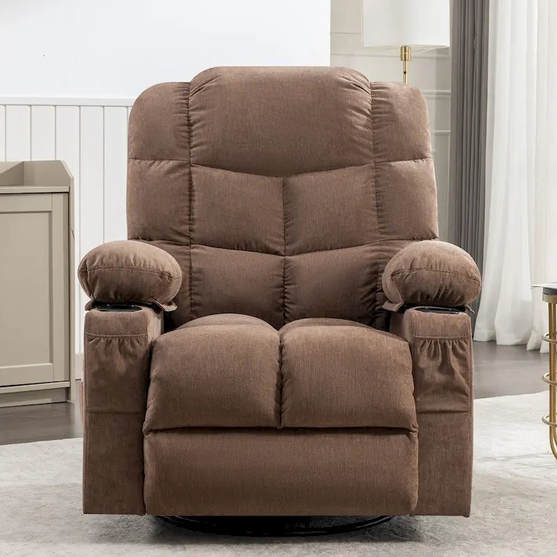 Fauteuil inclinable à bascule de massage Chaises à bascule surdimensionnées pour adultes avec 2 porte-gobelets, port de chargement USB Fonctions douces un massage manuel