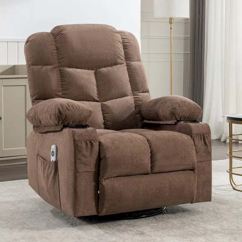 Fauteuil inclinable à bascule de massage Chaises à bascule surdimensionnées pour adultes avec 2 porte-gobelets, port de chargement USB Fonctions douces un massage manuel