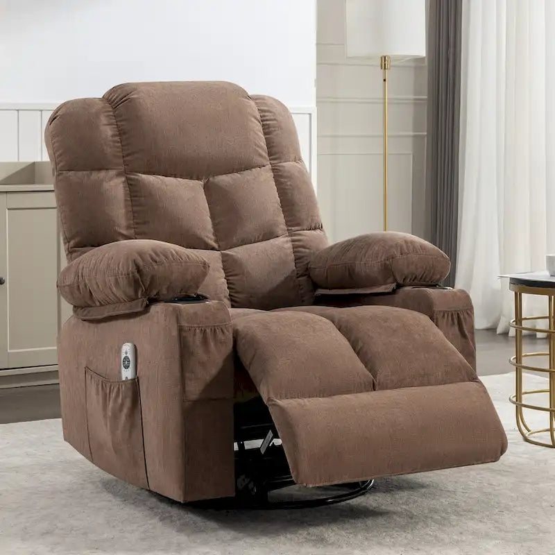 Fauteuil inclinable à bascule de massage Chaises à bascule surdimensionnées pour adultes avec 2 porte-gobelets, port de chargement USB Fonctions douces un massage manuel