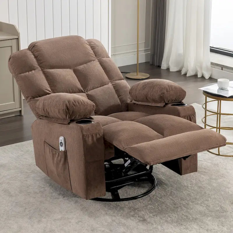 Fauteuil inclinable à bascule de massage Chaises à bascule surdimensionnées pour adultes avec 2 porte-gobelets, port de chargement USB Fonctions douces un massage manuel