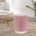 Pouffe rond en velours avec garniture argentée Adeco Vanity