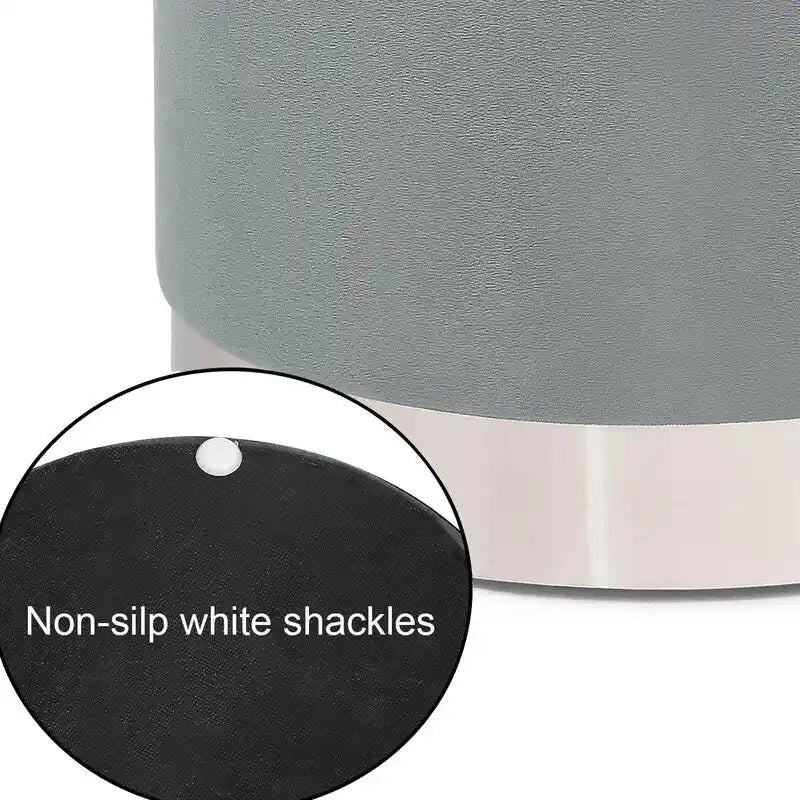 Pouffe rond en velours avec garniture argentée Adeco Vanity