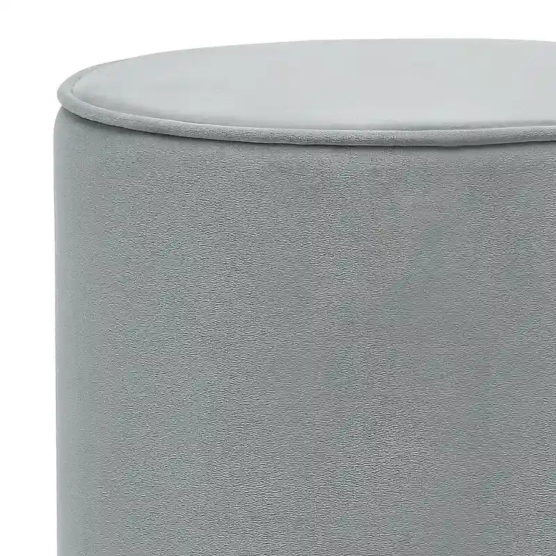 Pouffe rond en velours avec garniture argentée Adeco Vanity