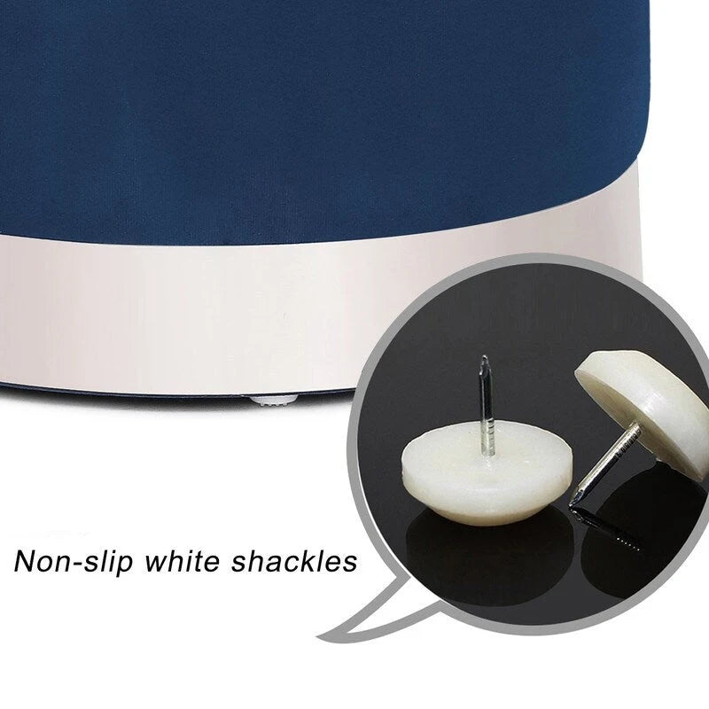 Pouffe rond en velours avec garniture argentée Adeco Vanity