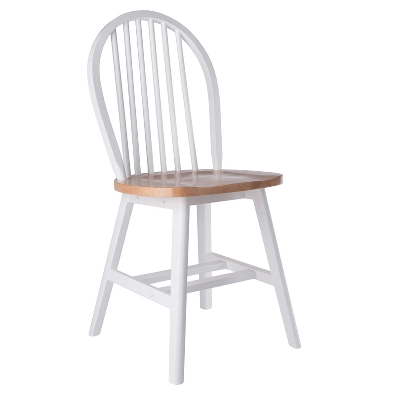 Ensemble de 2 chaises Windsor, naturel et blanc