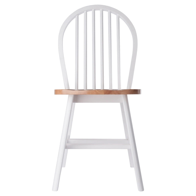Ensemble de 2 chaises Windsor, naturel et blanc