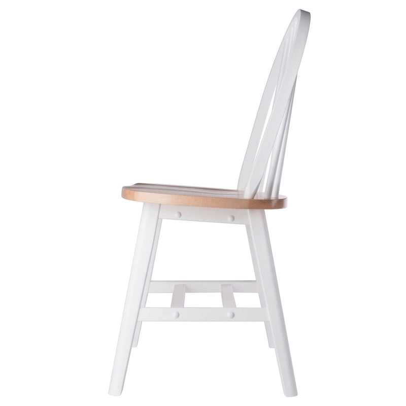 Ensemble de 2 chaises Windsor, naturel et blanc