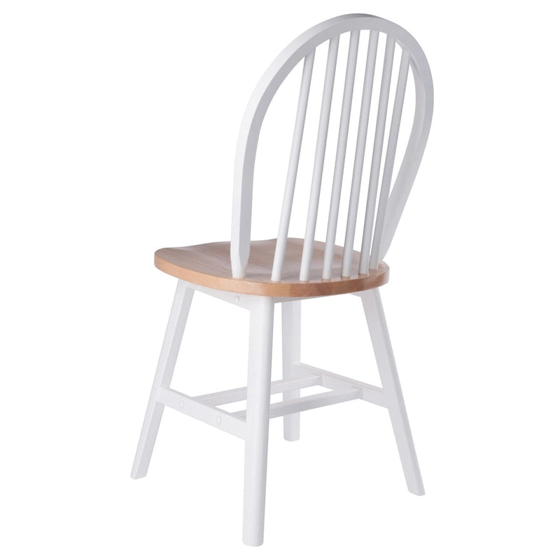 Ensemble de 2 chaises Windsor, naturel et blanc