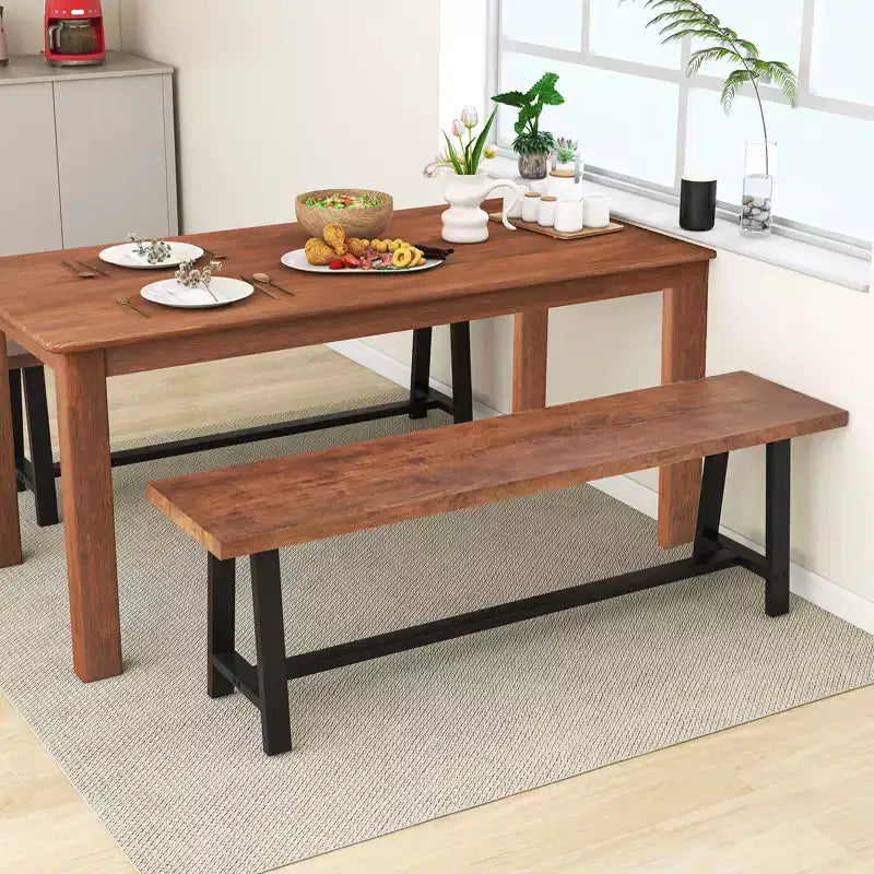 Costway Banc de salle à manger 1/2 PCS 60", 3 places, banc à chaussures d'entrée avec cadre en métal pour couloir