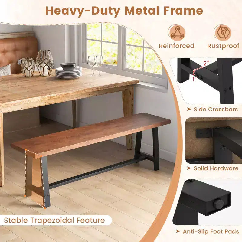 Costway Banc de salle à manger 1/2 PCS 60", 3 places, banc à chaussures d'entrée avec cadre en métal pour couloir