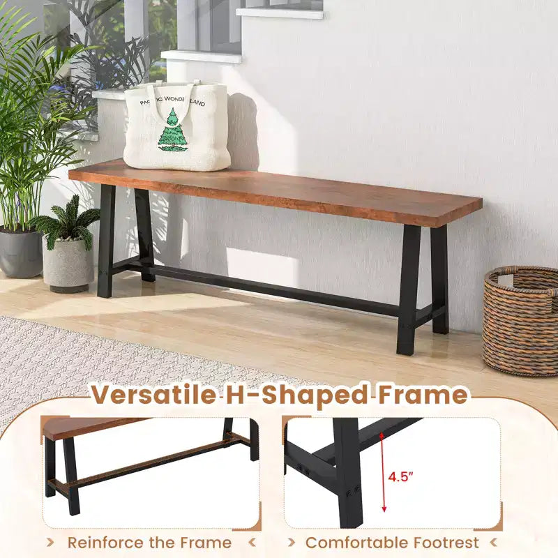 Costway Banc de salle à manger 1/2 PCS 60", 3 places, banc à chaussures d'entrée avec cadre en métal pour couloir