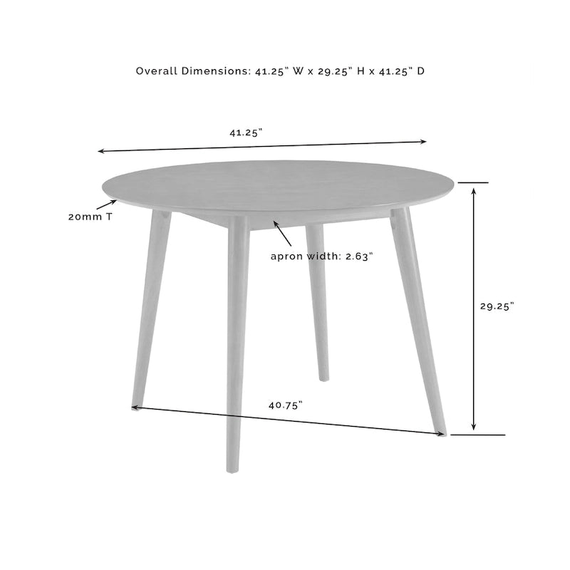 Crosley Landon Table à manger ronde - 74,3 cm H x 104,8 cm L x 104,8 cm P