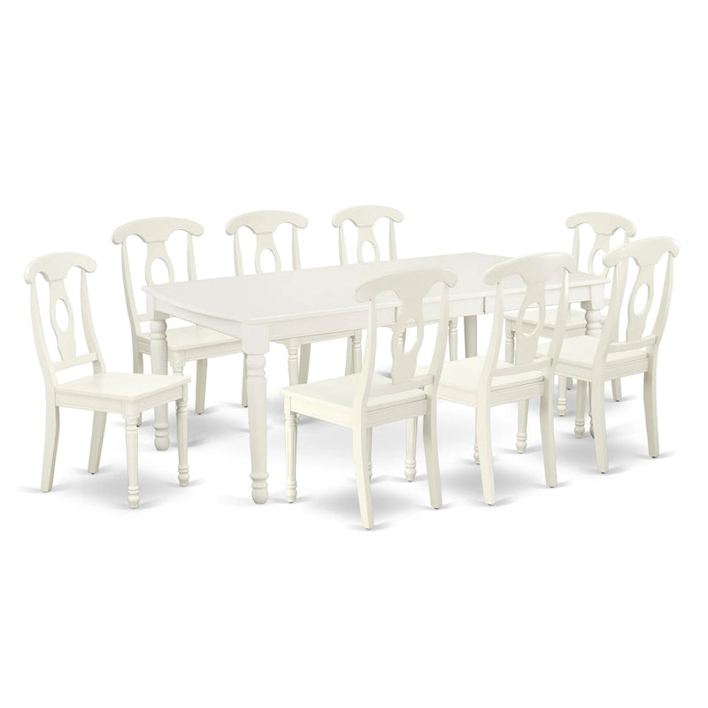 Ensemble de salle à manger East West Furniture – une table à manger rectangulaire et des chaises de cuisine, blanc lin (option pièces)