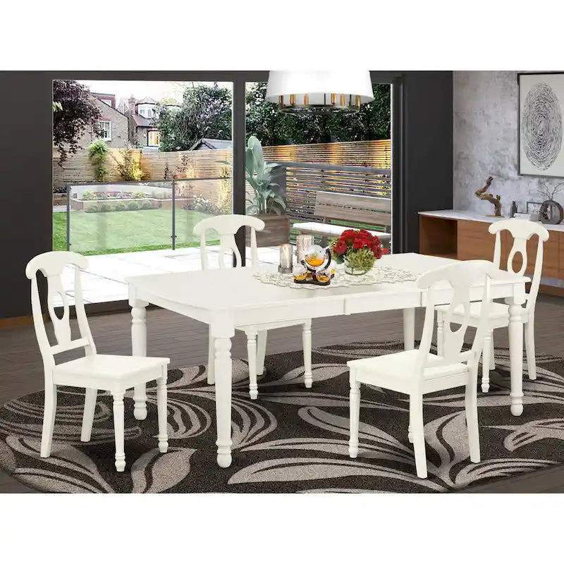 Ensemble de salle à manger East West Furniture – une table à manger rectangulaire et des chaises de cuisine, blanc lin (option pièces)