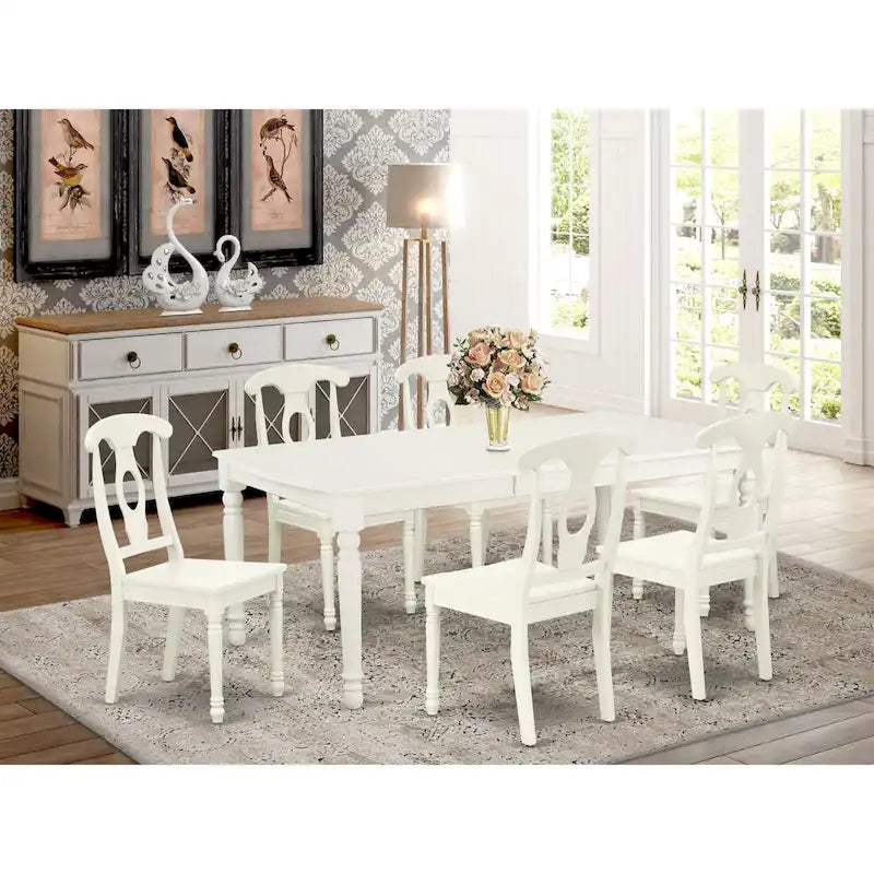 Ensemble de salle à manger East West Furniture – une table à manger rectangulaire et des chaises de cuisine, blanc lin (option pièces)