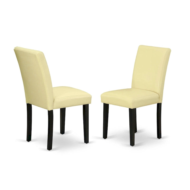 Ensemble de salle à manger East West Furniture – une table de cuisine ronde et des chaises en similicuir couleur Jaune clair, Noir (Options de pièces)