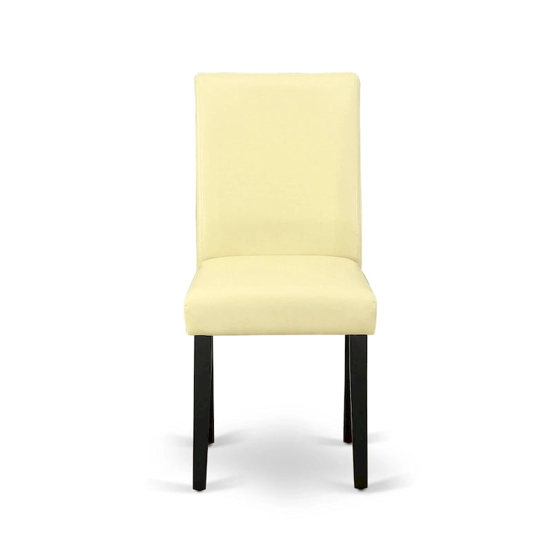 Ensemble de salle à manger East West Furniture – une table de cuisine ronde et des chaises en similicuir couleur Jaune clair, Noir (Options de pièces)