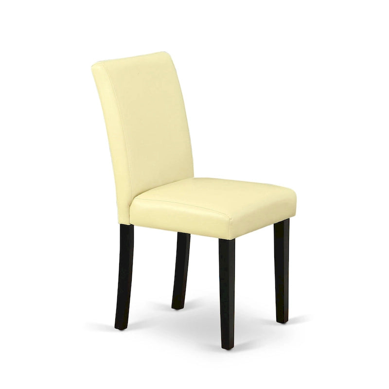 Ensemble de salle à manger East West Furniture – une table de cuisine ronde et des chaises en similicuir couleur Jaune clair, Noir (Options de pièces)
